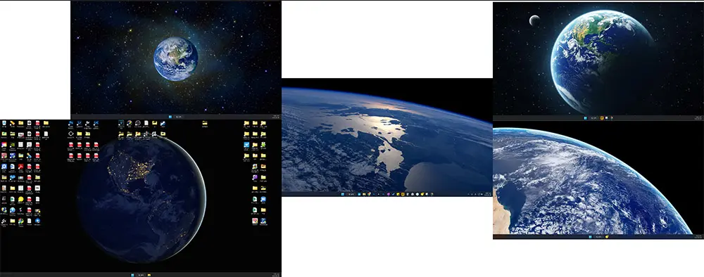 모니터 5대의 컴퓨터의 전체 화면 캡처 모드를 실행해서 캡처된 결과물